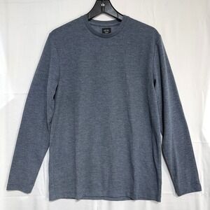 Level Ten Mens Long Sleeve Shirt S Navy Heather Knit Crew Neck‎ Casual NWT